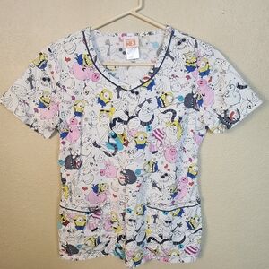 Despicable Me 3 Cartoon Minions Scrub Top Small (5303)